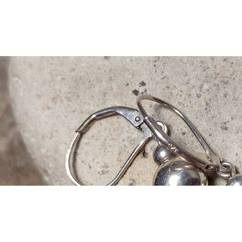 Vintage Sterling Silver Ball Bead Drop Dangle Earrings - Picture 3 of 6